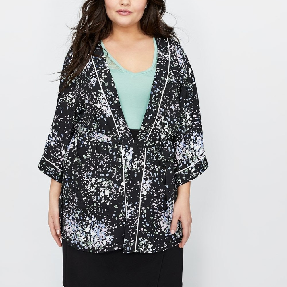 Plus Michel Studio Abstract Floral Kimono 1x 2x